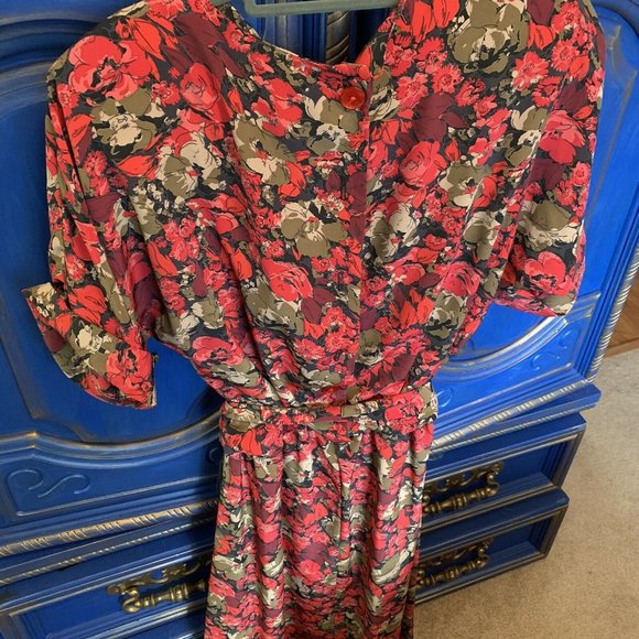 Vintage Stuart Allen Womens 12 Floral Print Dress - Picture 2 of 3